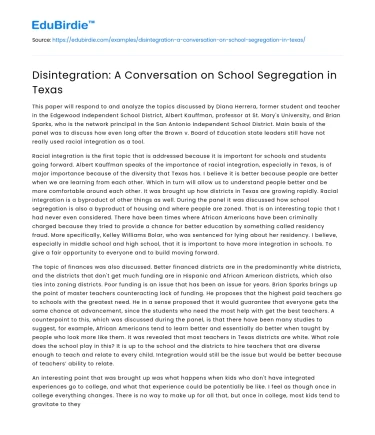 Disintegration: A Conversation on School Segregation in Texas