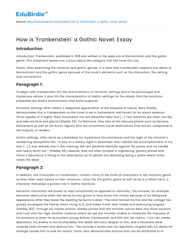 How is ‘Frankenstein’ a Gothic Novel: Essay