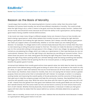 Reason as the Basis of Morality