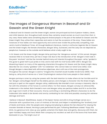Dangerous Women in Beowulf and Sir Gawain