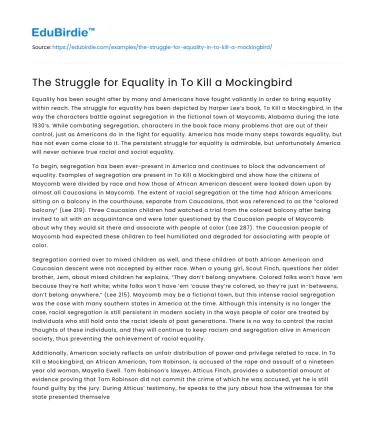 The Struggle for Equality in To Kill a Mockingbird