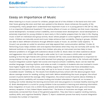 Essay on Importance of Music