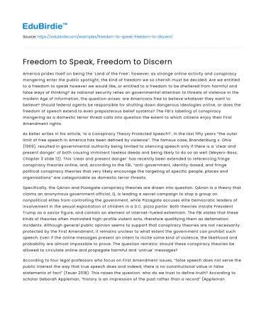 Freedom to Speak, Freedom to Discern