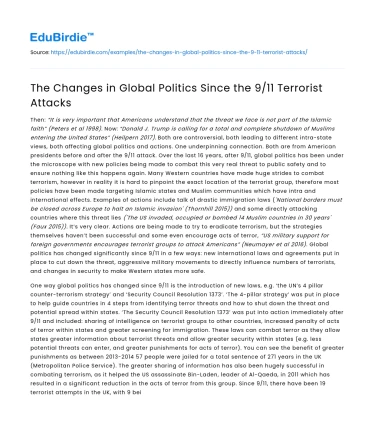 The Changes in Global Politics Since the 9/11 Terrorist Attacks