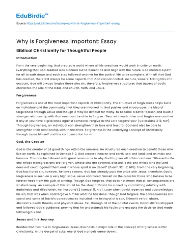 Why Is Forgiveness Important: Essay