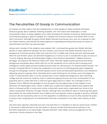 The Peculiarities Of Gossip In Communication