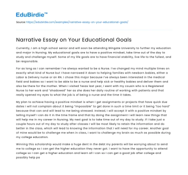 Narrative Essay on Your Educational Goals