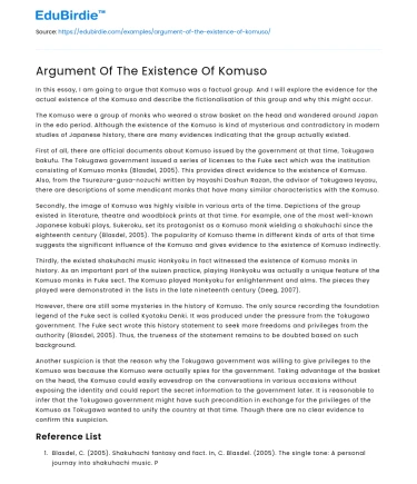 Argument Of The Existence Of Komuso