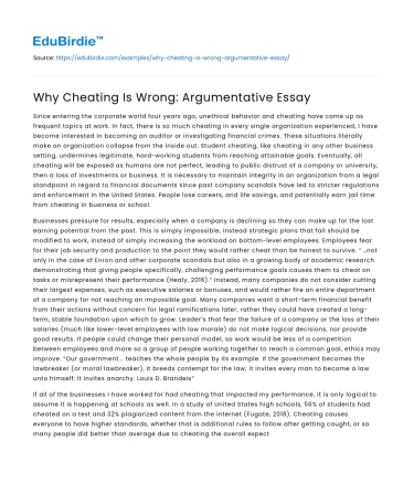 Why Cheating Is Wrong: Argumentative Essay