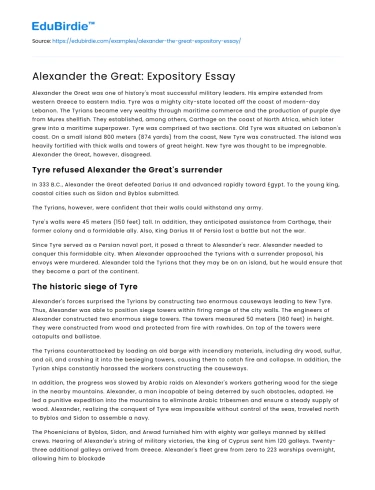 Alexander the Great: Expository Essay