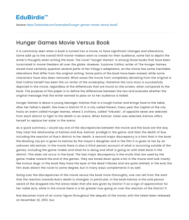 Hunger Games Movie Versus Book