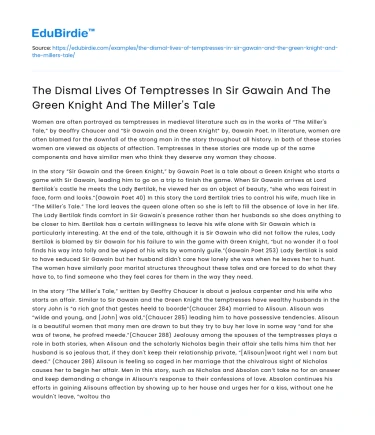 Temptresses in Sir Gawain & The Green Knight and The Miller’s Tale