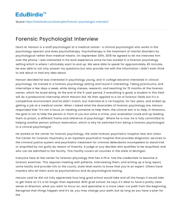 Forensic Psychologist Interview