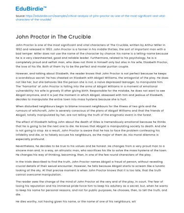 John Proctor in The Crucible