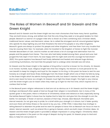 The Roles of Women in Beowulf and Sir Gawain and the Green Knight