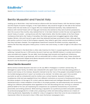 Benito Mussolini and Fascist Italy