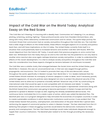 Cold War Impact on Today on Red Scare