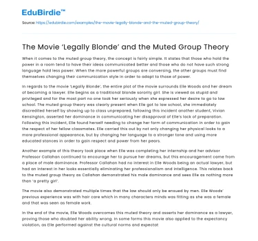 The Movie ‘Legally Blonde’ and the Muted Group Theory