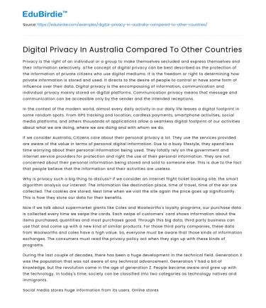 Digital Privacy In Australia Compared To Other Countries