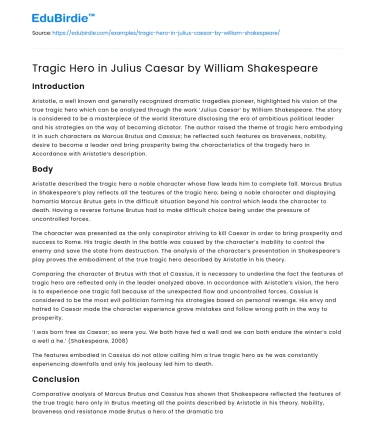 Tragic Hero in Julius Caesar by William Shakespeare