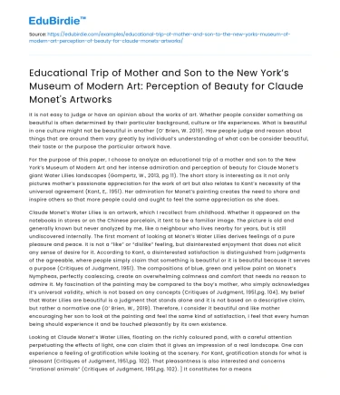 Mother and Son’s Art Trip: Exploring Beauty at MoMA