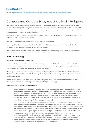 Compare and Contrast Essay about Artificial Intelligence