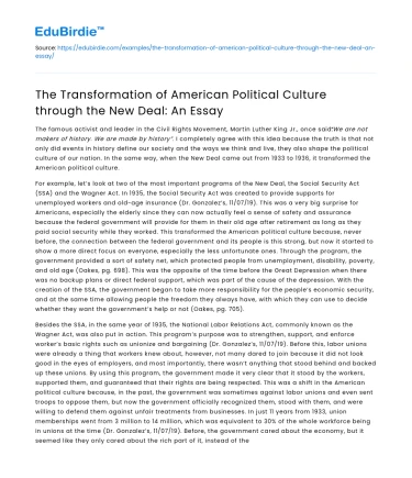 American Political Culture Transformation through New Deal