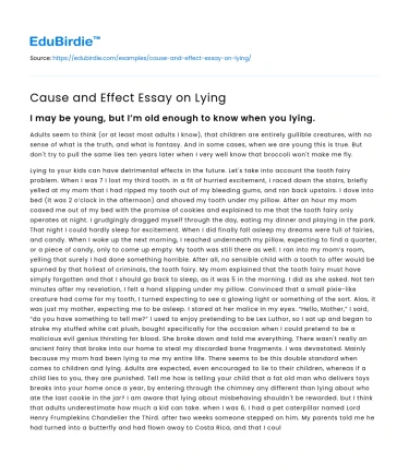 Cause and Effect Essay on Lying