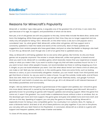 Reasons for Minecraft’s Popularity