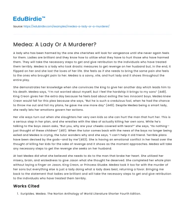 Medea: A Lady Or A Murderer?