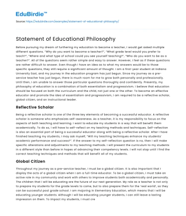 Statement of Educational Philosophy