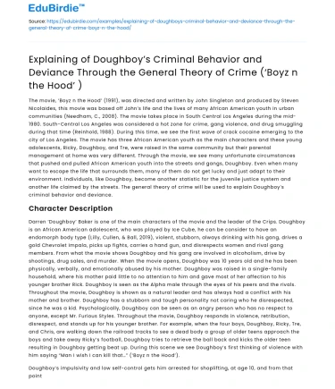Doughboy’s Crime and Deviance in ‘Boyz n the Hood’