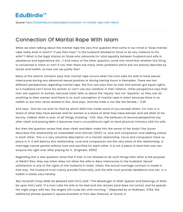 Connection Of Marital Rape With Islam