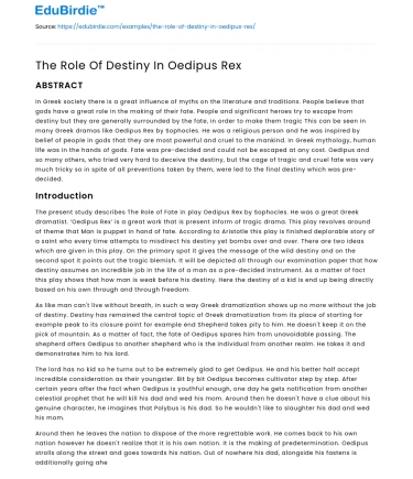 The Role Of Destiny In Oedipus Rex