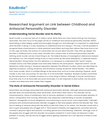 Childhood Link to Antisocial Personality Disorder