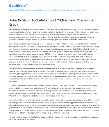 Rockefeller’s Legacy in the Oil Industry