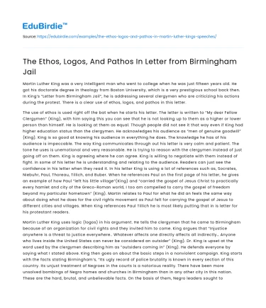The Ethos, Logos, And Pathos In Letter from Birmingham Jail