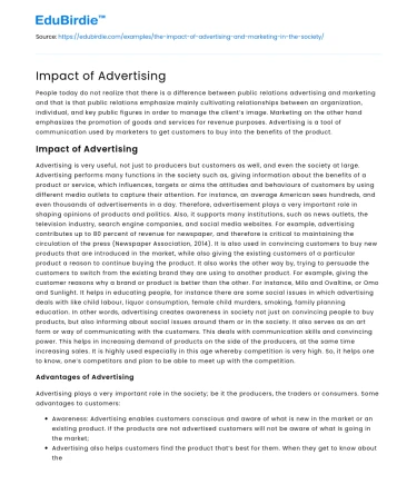 Impact of Advertising