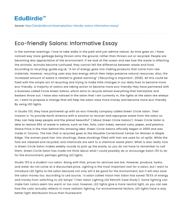 Eco-friendly Salons: Informative Essay