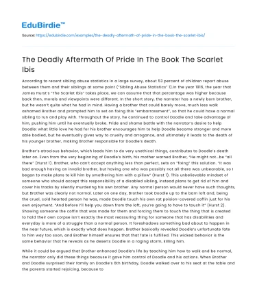 The Deadly Aftermath Of Pride In The Book The Scarlet Ibis