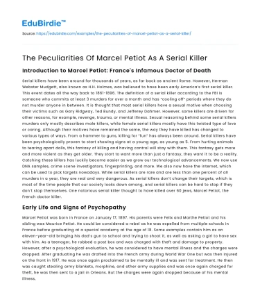 The Peculiarities Of Marcel Petiot As A Serial Killer