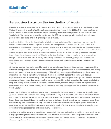 Persuasive Essay on the Aesthetics of Music