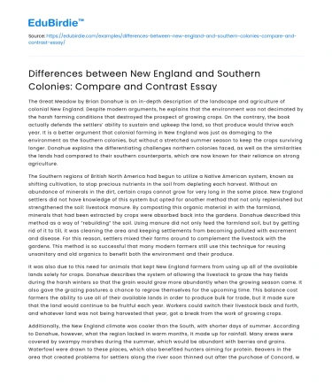 New England vs Southern Colonies: Compare & Contrast