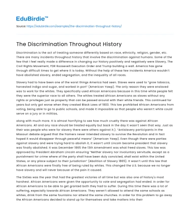 The Discrimination Throughout History