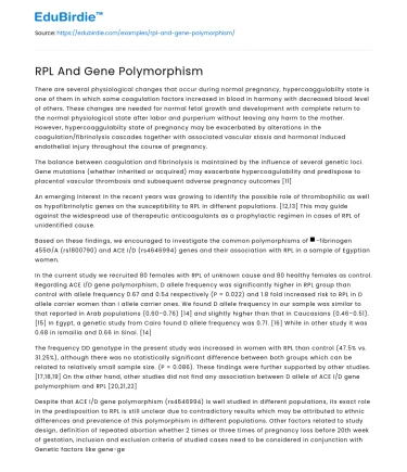 RPL And Gene Polymorphism
