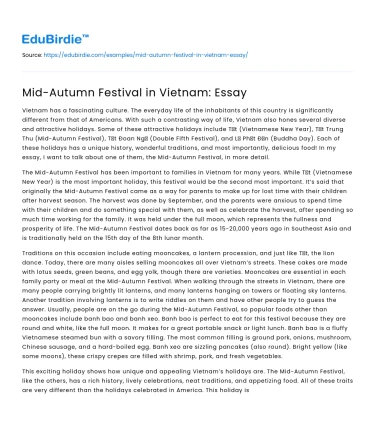 Mid-Autumn Festival in Vietnam: Essay