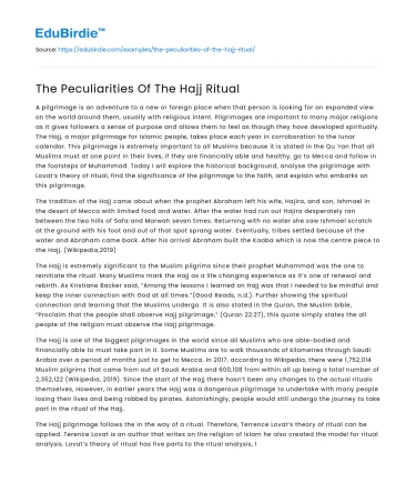The Peculiarities Of The Hajj Ritual