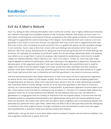 Evil As A Man’s Nature