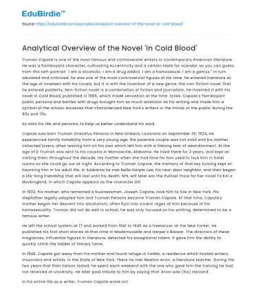 Analytical Overview of the Novel ‘In Cold Blood’