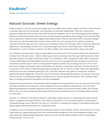 Natural Sources: Green Energy